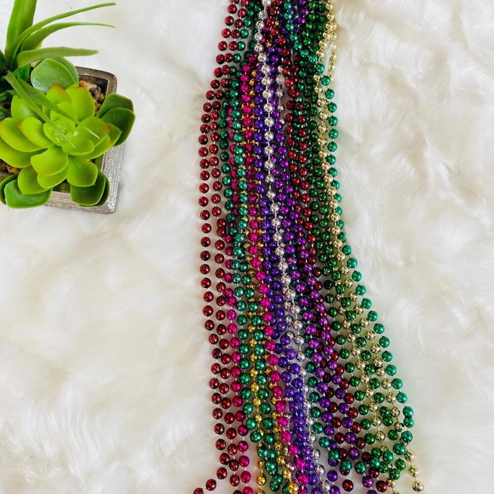 Set of Colorful Mardi Gras Bead Necklaces